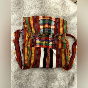 Vintage Backpack Hippie Boho Aztec Festival Multicolour Summer 90s Retro Bag